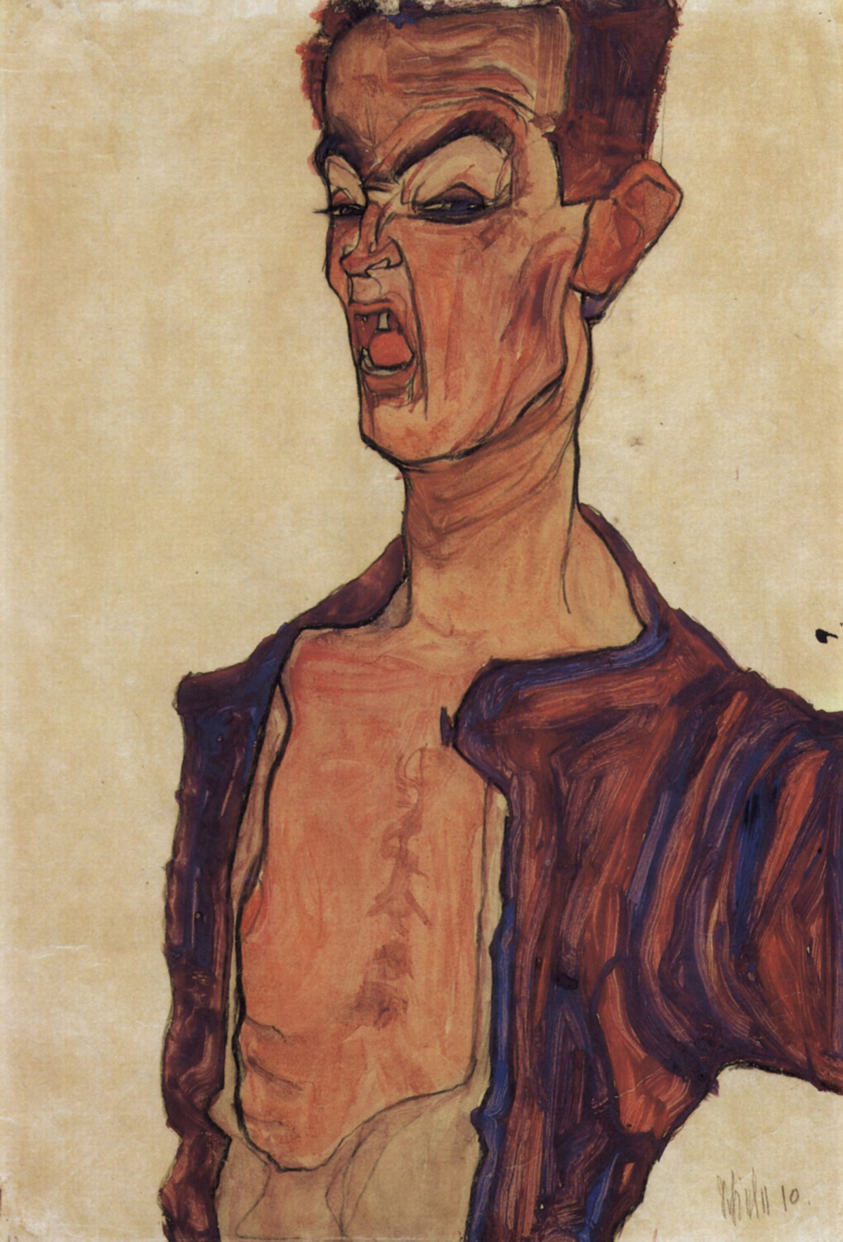 Egon Schiele Stehender weiblicher Akt mit blauem Tuch Wall Art Poster Print 